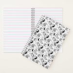 Black and white paisley pattern elegant textile art notebook for journaling and notes.