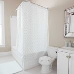 Modern shower curtain with transparent grid PNG overlay, perfect for digital artists and minimalist bathroom décor.